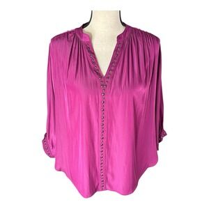 Chico's tunic pink long sleeve open neck button up blouse  Sz 0 US 4